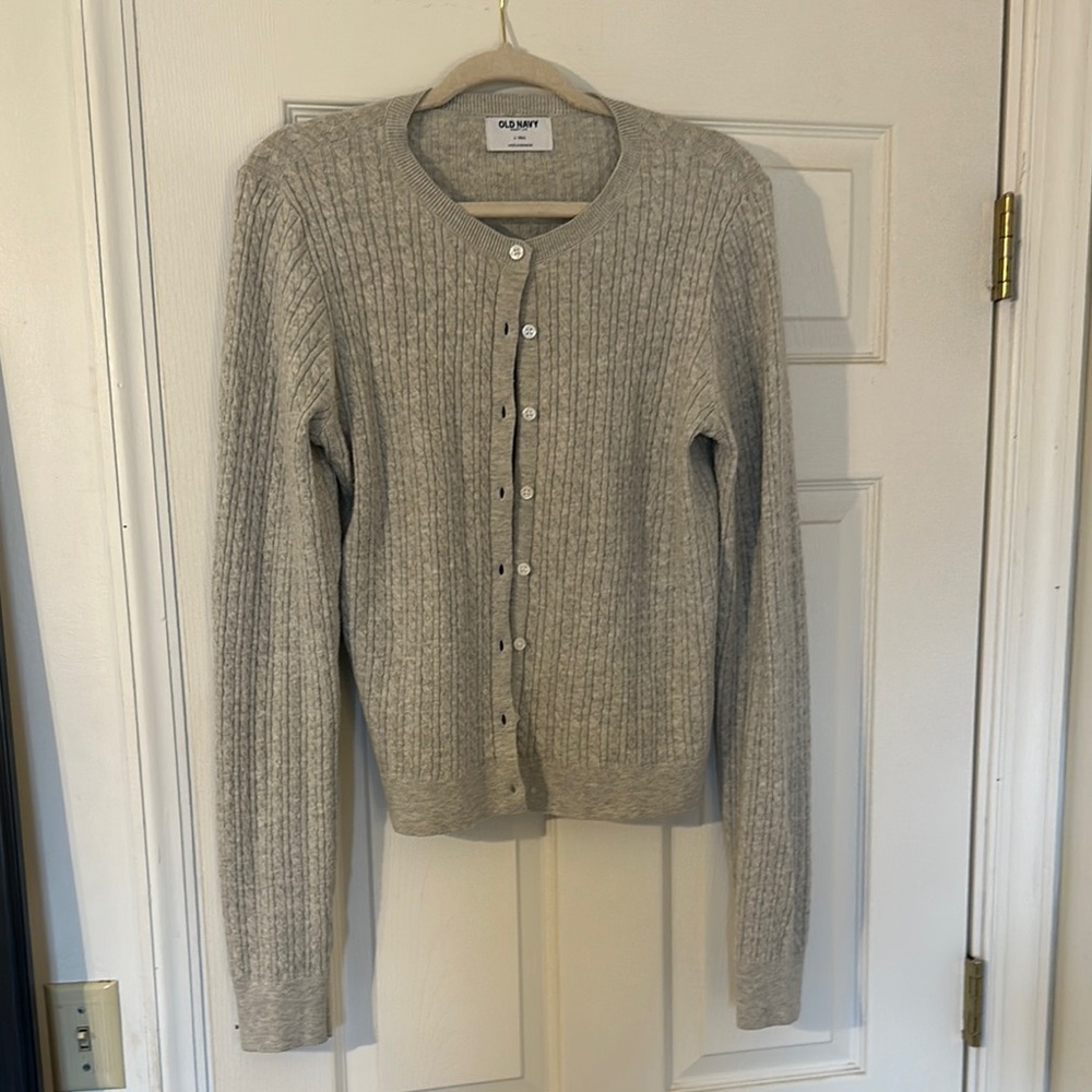 Old Navy Gray Ribbed Cardigan